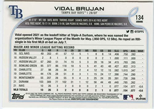 2022 Topps Chrome 134 Vidal Brujan RC Rookie Tampa Bay Rays MLB Trgovačka karta za bejzbol