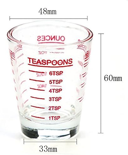 Čaše za mjerenje čaše za espresso čaša za tekućinu čaša za vino od teškog stakla 2 pakiranja doziranje u 26 koraka 1 oz, 6 žličica,