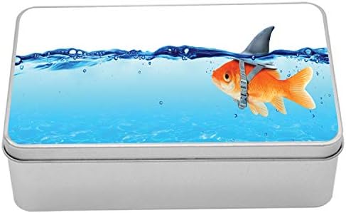 Ambasonne Goldfish Cin Box, mala riba s ambicijama poslovnog koncepta velikog morskog psa, prijenosni pravokutnički organijski kutija