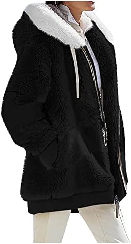 Foviguo duge jakne za žene modne odjevene, klasična zimska jakna s dugim rukavima Žene plus veličine nejasne kapuljače