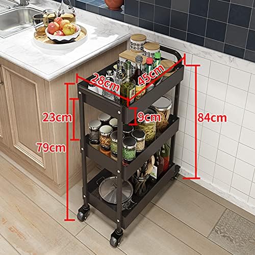 Tomyeus Multifunkcionalna 3 -slojna kolica za pohranu mobilne police za polica stalak za kuhinju kupaonicu multifunkcionalni prostor