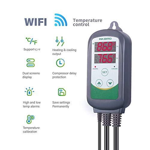 Inkbird WiFi ITC-308 Digitalni regulator temperature Termostat daljinsko nadgledanje i ink-HM20W 10 '' x 20,75 '' Skupak za sjemenke