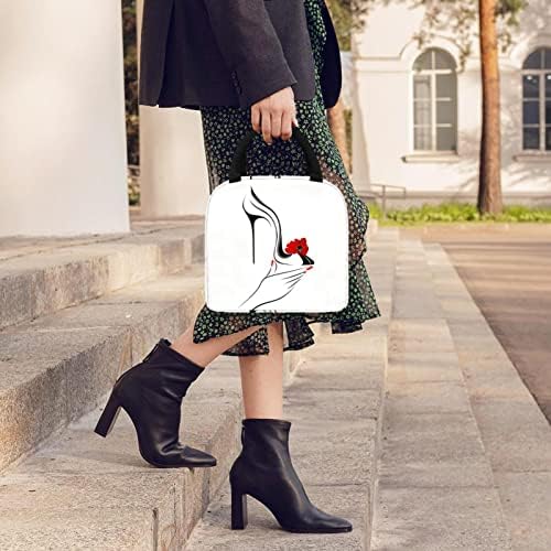 Ženska ruka s bojom za cipele na Stiletto torba za ručak izolirana kutija za ručak torba za piknik vanjska Školska putna posuda za