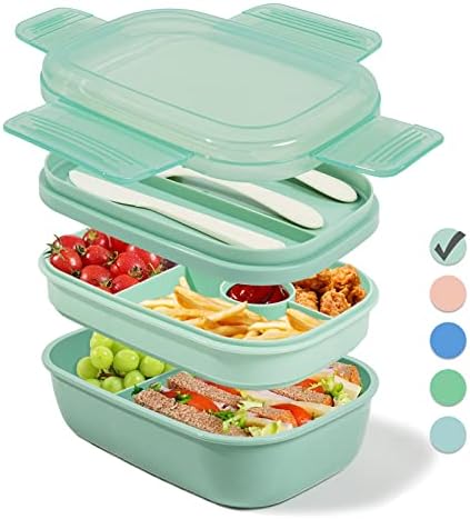 Puraville 3 sloja Bento kutija za ručak za djecu i odrasle, kutija za ručak s velikim kapacitetom za muškarce i žene s priborom, dokaz