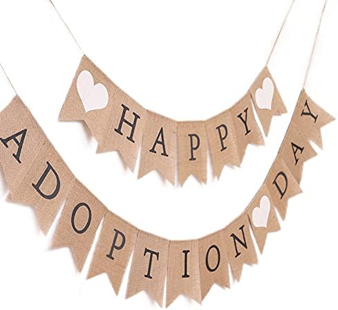 Natpis od burlapa Sretan Dan posvojenja - ukrasi za dan posvojenja, zabava za udomljavanje kućnih ljubimaca, rođendanska zabava za