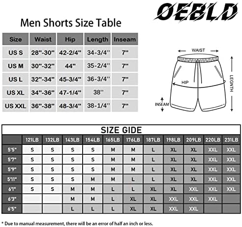 Oebld muške atletske kratke hlače 2-u-1 teretana trening trčanje 7 '' kratke hlače s petljom ručnika