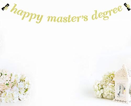 Zlatni sjaj sretni magistrirao natpis - Čestitamo Masters Banner - 2023. Diplomirani ukrasi, Osiguravanje dekoracije na fakultetima