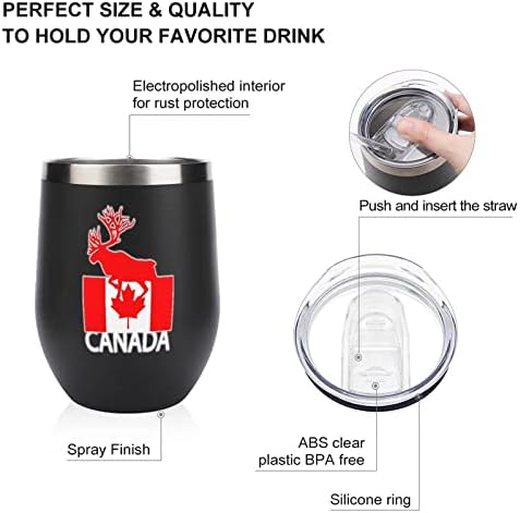 Kanada Moose Flag kava šalica za piće od nehrđajućeg čelika s poklopcima s poklopcima za putopis rođendanski dizajn 12 oz
