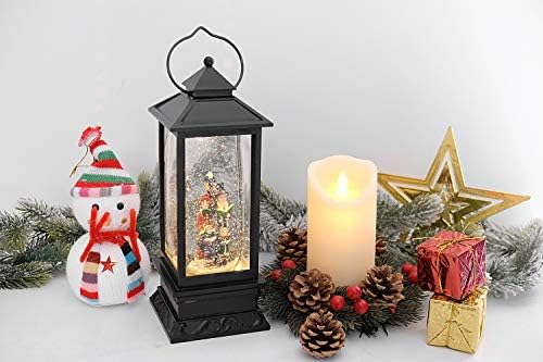 ELDNACELE Božićni glazbeni snježni globus Lantern utikač i baterijska svjetlucava lampica Navična scena osvijetljena fenjera sa 6 sati