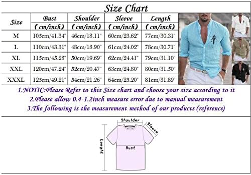 Xxbr pamučne lanene košulje za muške, gumb dolje s dugim rukavima ovratnik plaža vrhovi grafički ispis majica vitka fit mišića