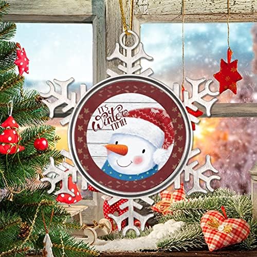Snjegović božićni ukrasi za drvo to je zimsko vrijeme božićni ukrasi poklon zvijezde vintage crveni metal snježna pahulja xmas ukras