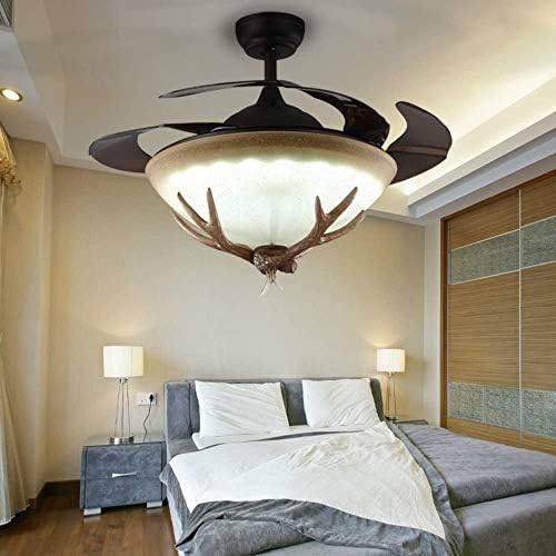 Rasvjetne skupine 42-inčni nevidljivi reverzibilni stropni ventilator s LED svjetlom i daljinskim upravljačem, 4 uvlačiva ventilatora