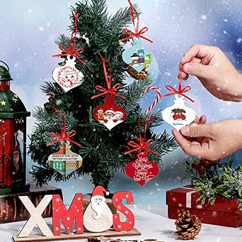 Queekay 15 komada DIY Sublimation Blanks privjesci Božićni MDF ukrasi Srčani oblik topline Transfer bijeli praznini dekor božićno drvce