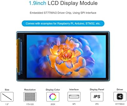 WaveShare 1.9inch LCD zaslon modul, 170 × 320 Rezolucija RGB 262K Colors IPS zaslon, ugrađeni čip za upravljački program ST7789V2,
