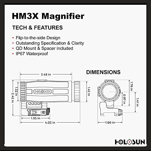 Holosun - HM3x okrenite na bočno 3x Crvena točkica, qd nosač