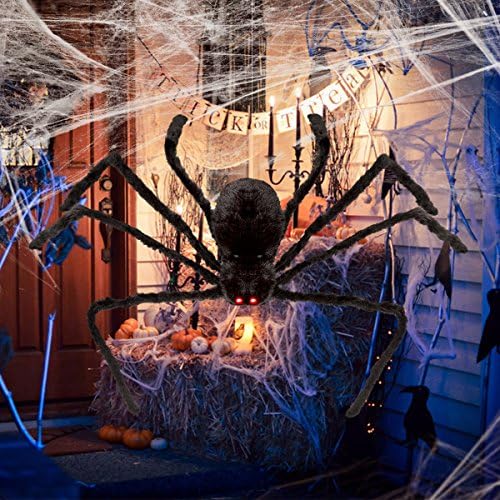 UNOMOR Halloween Dekoracije Giant pauk 4,1 ft krzneni pauci s vođenim očima i sklopivim nogama Halloween Outdoor Dekoracije dlakavi