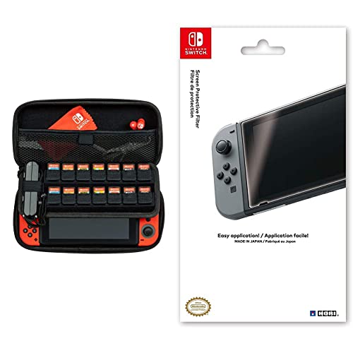 PDP Gaming Deluxe Travel Case | Elite izdanje: Black - Nintendo Switch & Hori Službeno licencirani zaslonski zaštitni filter