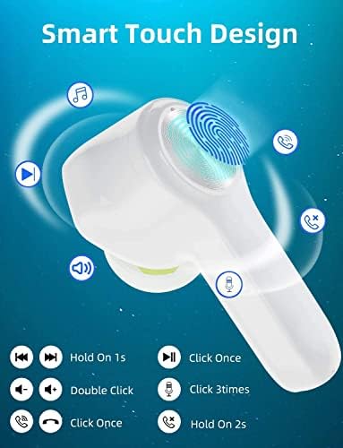 Xleader bežični uši Pro Hifi Bass Smart Touch Bluetooth slušalice s USB-C futrolom za punjenje mikrofona 48H Playtime 6Pairs Savjeti