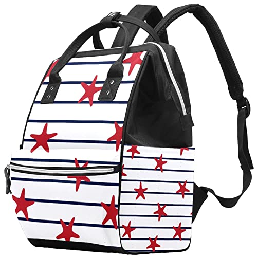 Zvijezde Crvenog mora na morskim prugama torbe pelena torbe mame ruksak veliki kapacitet za pelene torbe za njegu za njegu bebe