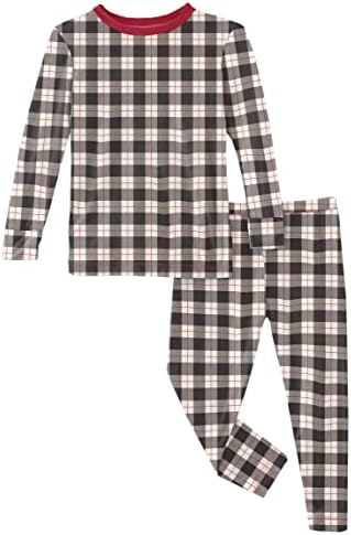 Kickee hlače za tiskanje pidžame set s majicom dugih rukava, dijete do dječjeg super mekanog opremljenog pidžama
