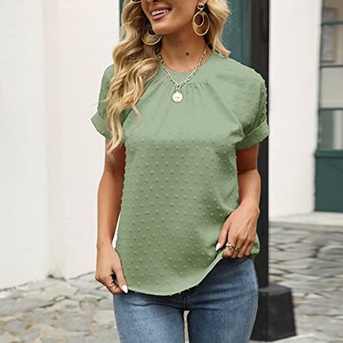 Ljetna majica za žene 2023 modno plus veličine solidne kratke rukave okrugli vrat ležerne majice bluze vrhovi
