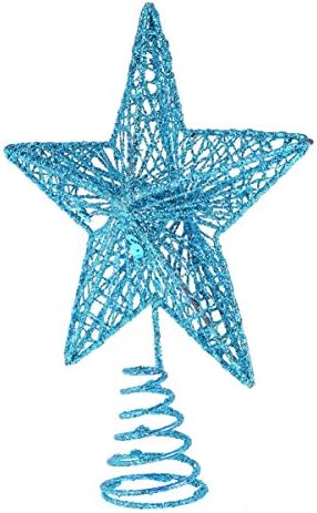 Vanjski dekor božićno drvce Zvijezda Topper Iron Art Tree- Xmas Dekoracija drveća božićna zabava Opskrba kućnim ukrasom plava 25 cm