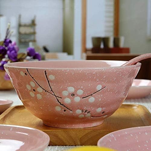 30 komada keramički jedinstveni setovi za večeru, tanjuri za večeru s keramičkim zdjelicama postavljeni za 4, ramen zdjelica s ružičastim