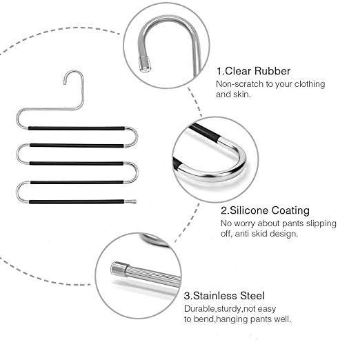 NBSXR 5PCS vješalice za hlače Izdržljive vješalice za slabe, više slojeve prostora za uštedu od nehrđajućeg čelika.