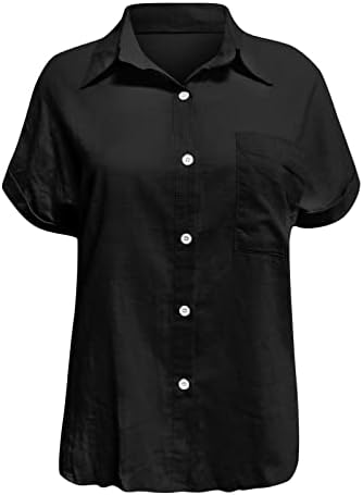 Ženski vrhovi i bluze ležerna modna pamučna lanena gumb kratkih rukava Donji gornji gornji dio vrhova bluze