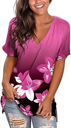 Ayaso ženski kratki rukav plus majice za majicu v vrat trening osnovni tisak ljetne odmor plaže majica casual bluza