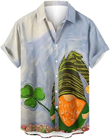 St Patricks Dan Majica za muškarce gumb dolje košulja zelena djetelina tiska plaža majica irski odmor havajski bluza vrhovi