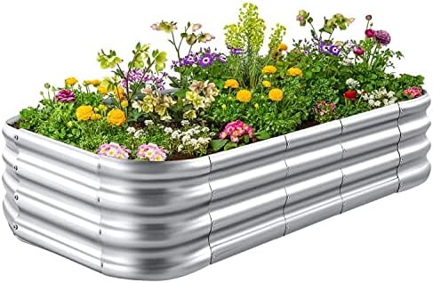 Crirax pocinčani uzgojeni vrtni kreveti na otvorenom za povrće, sadnice za vanjske biljke, DIY 12-in-1 veliki metalni vrtni krevetni