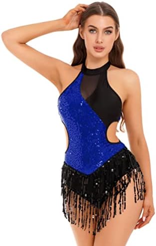 Aislor ženske svjetlucave šljokice rub latino plesni kostim Ballroom jazz cha-cha samba plesna haljina