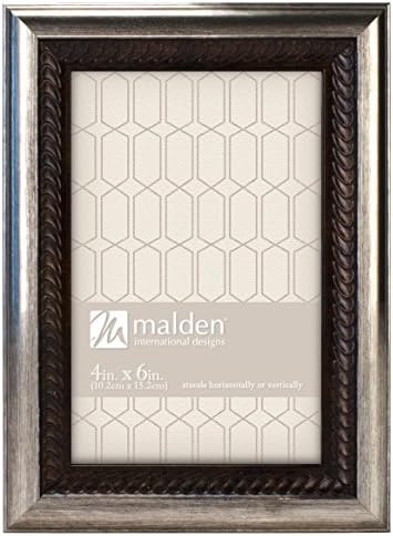Malden International Dizajnira klasične letvice Brentwood Brončani val unutarnje s vanjskim okvirom za slike, 4x6, srebro