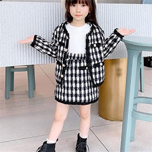 Odjeća set za djecu za djecu mališana za bebe djevojčice dugih rukava patchwork jakna Outter Plaid suknja set