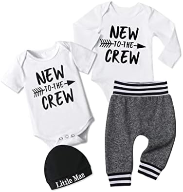 Aulyffo novorođenčad odjeća novo u odjeći za dječake iz posade + duge hlače + slatka šešira 4pcs dječaka koji se vraća kući odjeća