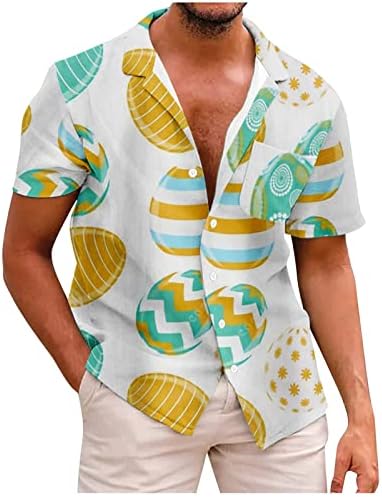 Uskrsni dan muške havajske košulje pamučna gumb kratkih rukava Down Summer Holiday Lagana tropska plaža košulje