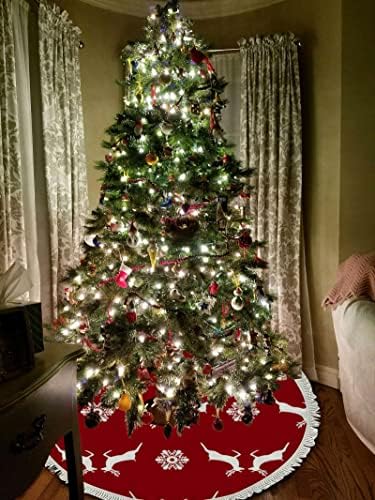 Velika suknja božićnog drvca jeleni snježne pahulje crveni Božić 48 -inčni stablo suknja prostirka za odmor seoska kuća stabla prostirke