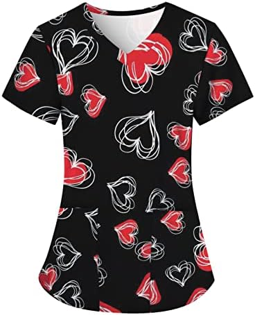 Nrealy Valentinovo majice za žene koje rade ujednačene ujednačene kratke rukave print sestra ujednačena tunika modna bluza