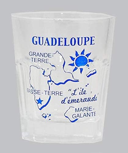Vintage Karta Guadeloupea s obrisom čaše