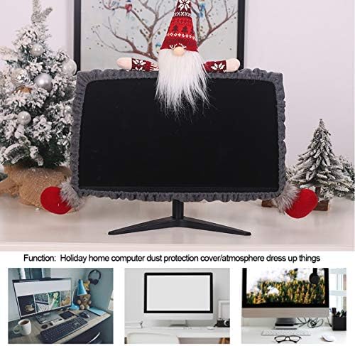 Nuobesty božićni monitor računala poklopac švedske tomte gnomes dedata lutka elastični monitor laptop monitor zaslon za božićne ukrase