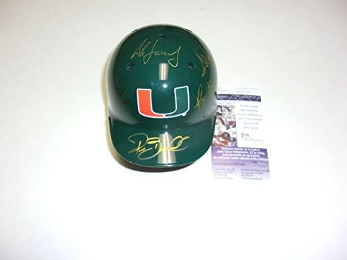 Rian Braun Aleks Cora Greg Vaughn + 3 Miami Hurricanes Number/Number potpisali su mini kacigu-Mini kacige s autogramima number