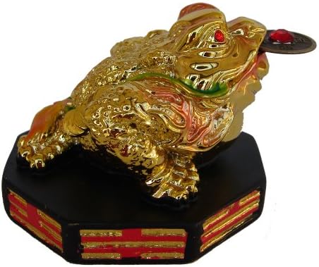 Feng Shui Golden Money Frog 3-Leggeg Toad na bagua w/kineskom novcu za novac kako bi privukao bogatstvo