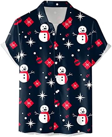 ZDDO muški božićni gumb Down majice kratki rukavi smiješni grafički havajski košulja Xmas Novelty Party Bowling majice