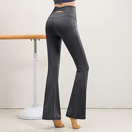 Flare joga hlače s džepovima Ženski uzročni ljetni čvrsti elastični visoki struk vitke vruće joge hlače za žene visoke