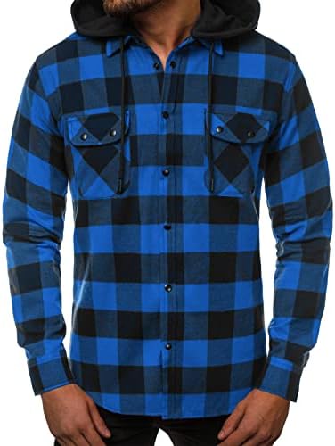 Muška košulja s kapuljačom s kapuljačom ležerna gumba dolje obična fit majica s dugim rukavima s džepnim multi-bojama