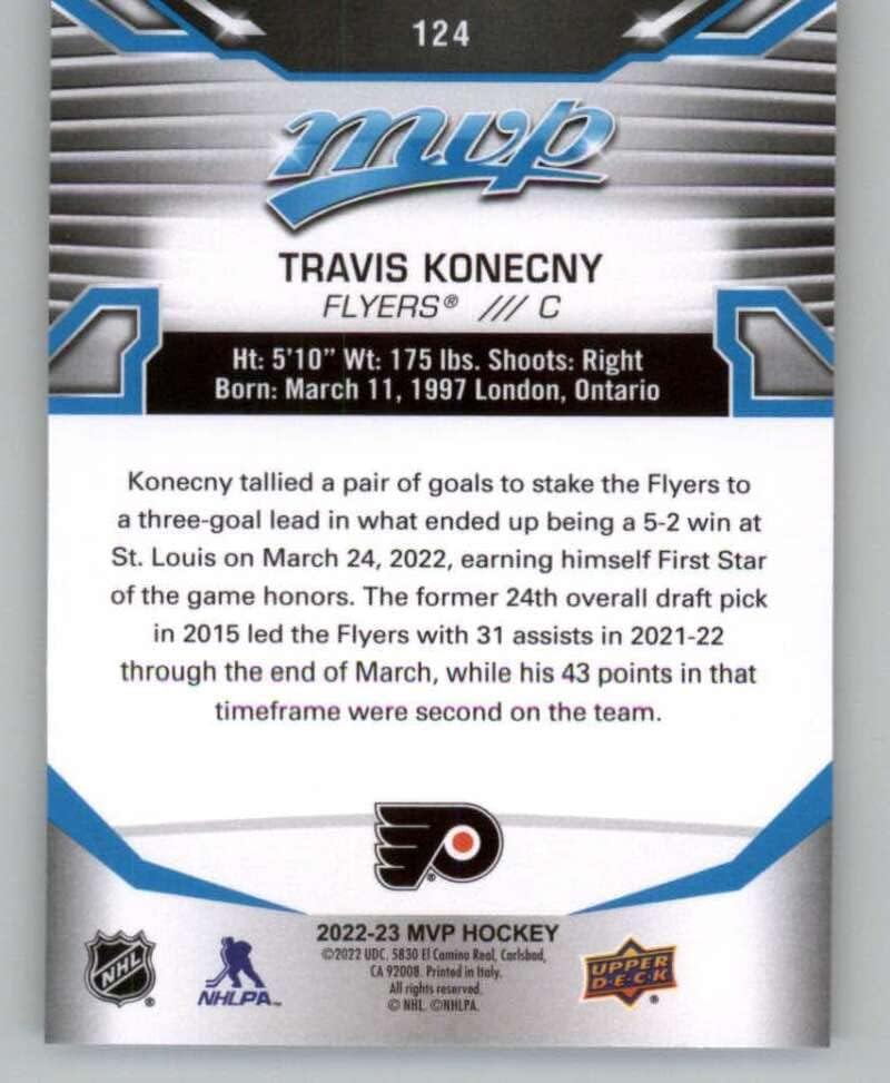 2022-23 Gornja paluba MVP 124 Travis Konecny ​​Philadelphia Flyers NHL Trgovačka karta hokeja