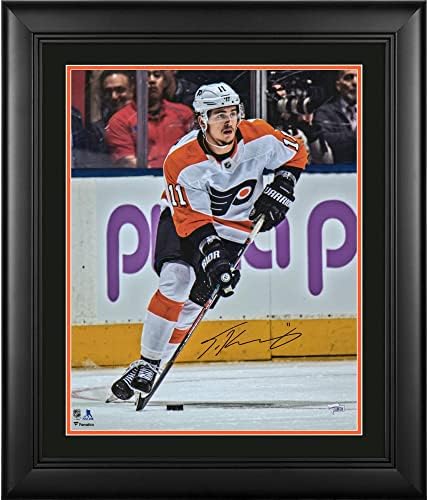 Travis Konecny ​​Philadelphia Flyers uokviren Autografirano 16 x 20 Fotografija klizanja iz bijelog dresa - Autografirane NHL fotografije