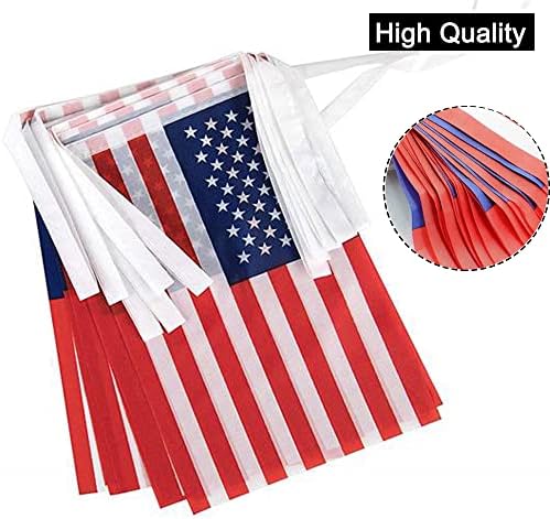 65ft američka zastava, Dan neovisnosti, zastave SAD -a, 60pcs American Small String Mini zastave za izvana, domoljubni događaji, sport,