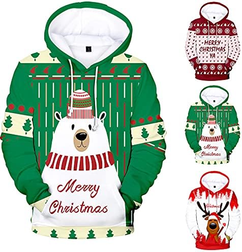 Božićna kapuljača dukserica za žene božićni tiskani atletski džemper s kapuljačom crtanje casual pullover vrhovi